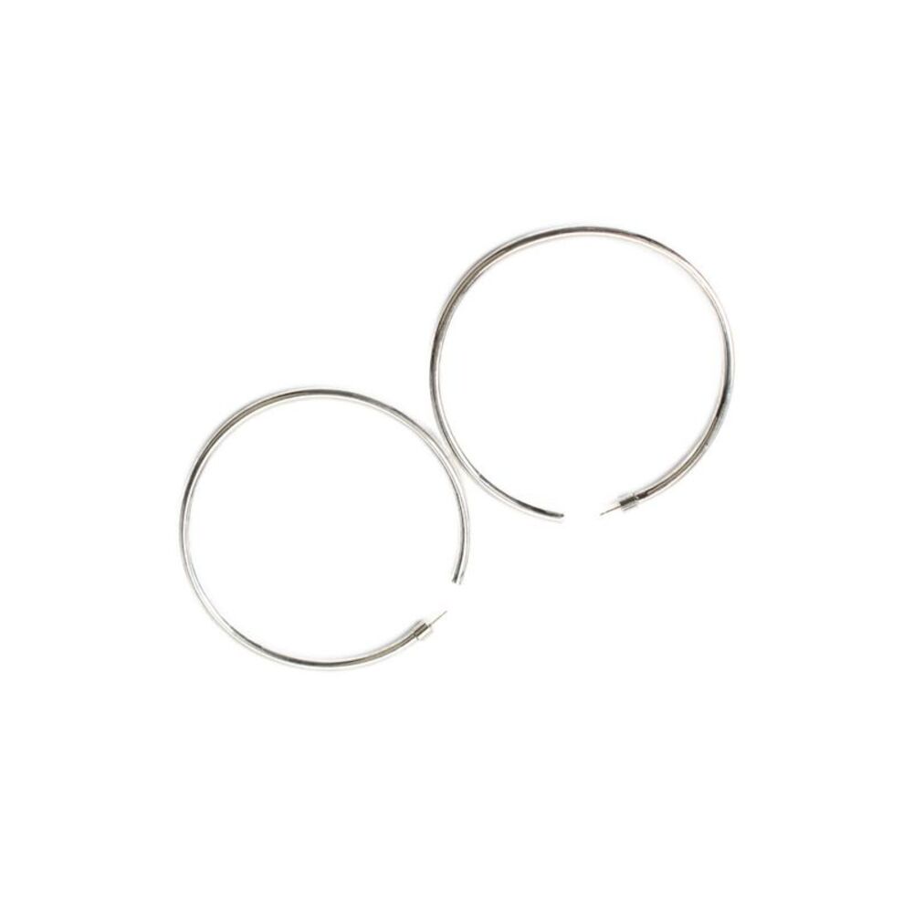 Jennifer Fisher Womens Silver Tone + 14K Posts Tube Hoops 3"